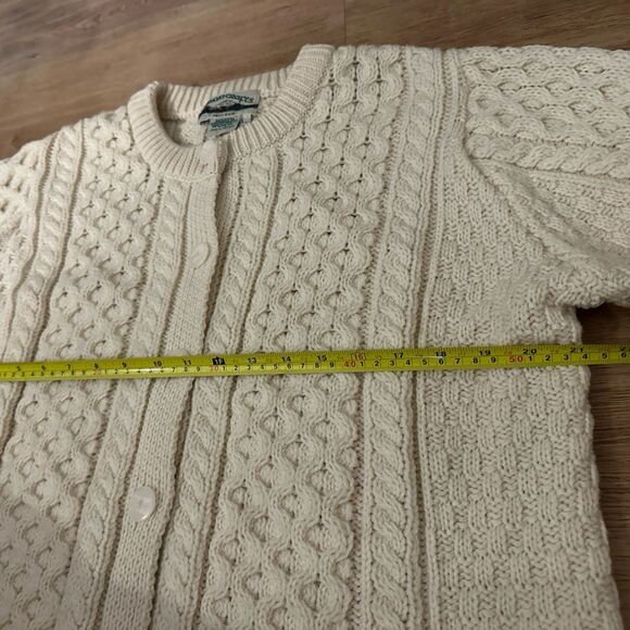 Aran Crafts Cable Knit Cream Cardigan Ireland Irish Fisherman Sweater Sz Large - Picture 5 of 7